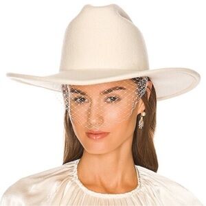 MONROWE Bridal Wool Veil Cowboy Cowgirl Cream Hat S/M